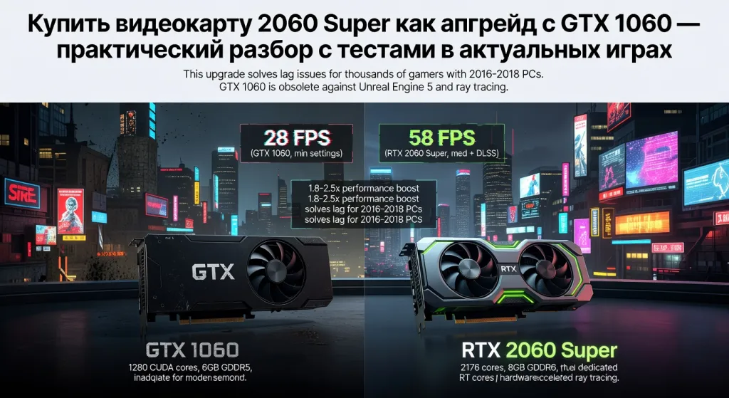 Купить видеокарту 2060 Super как апгрейд с GTX 1060 — практический разбор с тестами в актуальных играх