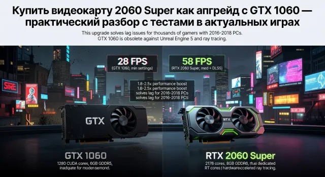 Купить видеокарту 2060 Super как апгрейд с GTX 1060 — практический разбор с тестами в актуальных играх
